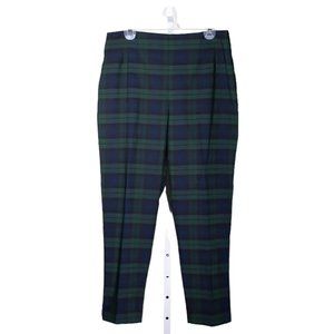 Chaps Ralph Lauren Women's Pants Blue Green Plaid Stretch High Waisted Ankle 14